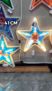 MABUHAY STAR Christmas Lights LED 41CM Santa Five-pointed Star Decorative Hanging Lights Warm White Lights Santa