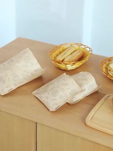 50PCS Greaseproof Paper Bag Kraft Paper Bag Food Packaging Bag Disposable Packaging Baking Paper Kitchen Accessories