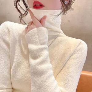 Fleece-lined Thickened Pile Collar Bottoming Shirt Womens Inner Wear Western Style Autumn and Winter New Arrival Northeast Super Thick Thermal Turtleneck Sweater
