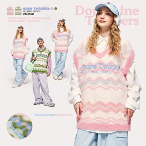 ชุดเดเสื้อกล้ามโดพามีนใหม่ 2023 ฤดูใบไม้ร่วงสเวต เสื้อกล้ามแบบหลวมสไตล์นักเรียนหญิง