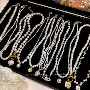 สร้อยคอไข่มุกเทียมหรูหราสำหรับผู้หญิง 2025 รุ่นใหม่ รุ่นเก่า โซ่คอ โซ่กระดูกไหปลาร้า เครื่องประดับแฟชั่น เครื่องประดับแฟชั่น