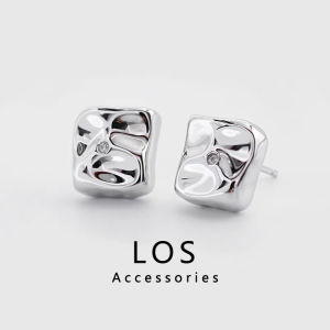 Square Ice Cube Womens S925 Silver Needle Texture Sensation Small Elegant Commuter Ear Jewelry Geometric Alloy Female Ear Cuffs