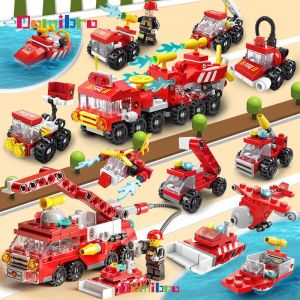Mini 6 In 1 Building Blocks Police Car/SWAT/Fire Truck/Castle Model Toys for Kids