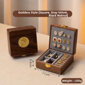FANHAN | Portable Wooden Jewelry Box for Storing Rings Earrings Accessories