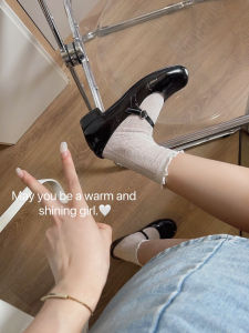 ถุงเท้าข้อสั้นผู้หญิง Yolo ฤดูใบไม้ร่วง สีขาว ขอบไม้กางเขน JK ถุงเท้าสไตล์ญี่ปุ่น ฤดูร้อน ขอบกระดิ่ง ถุงเท้าสีดำ ถุงเท้าข้อสั้น