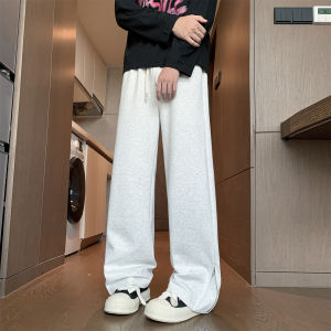 กางเกงวอร์มทรงหลวมสไตล์อเมริกันสำหรับผู้ชาย กางเกงขายาวทรงตรงสีพื้น กางเกงขายาวทรงหลวมสไตล์สปอร์ตสำหรับผู้ชาย