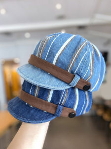 Baby Hat Spring and Autumn Denim Fashionable Stylish Boys Peaked Cap Beret Infants K-style Girl Octagonal Cap Tide