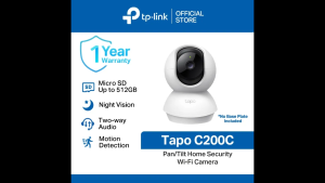 TP-Link Official Store | Tapo C200C | 1080p Indoor 360 Degrees Pan and Tilt Wireless WiFi IP Security CCTV Sale Hidden Camera Connect to Cellphone Two Way Audio with Mic and Speaker [NO WALL MOUNT INCLUDED]