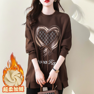 เสื้อฮู้ดคอกลมแขนยาวทรงหลวมสบาย ๆ แฟชั่นฤดูใบไม้ร่วงปี 2024 ตกแต่งด้วยลายพิมพ์ 3 มิติ เสื้อผ้าทำงานสไตล์เกาหลี