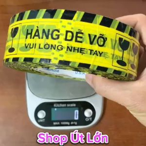 Combo 3 cuộn băng keo hàng dễ vỡ kèm dao cắt băng keo 1 cuộn 500gram rộng 47cm lõi giấy 5mm
