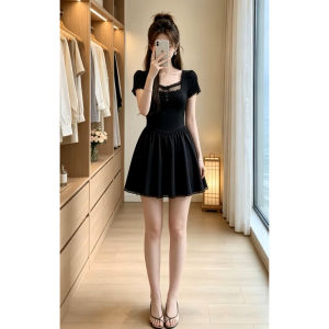 Y6Y | French Audrey Style Lace Spliced A-Line Short Dress