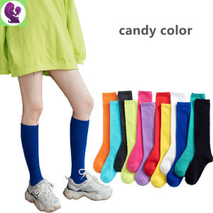 1 Pair Long Sock Girls Cotton Thin Casual Retro Mid Tube Socks Women Candy Color Japanese Jk Sock Knee Sock Ladies Solid Color Calf Socks Students Long Socks Korean