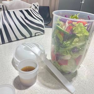 Portable Salad Cups with Fork and Lid for School Office To Go Out Bottle Salad Container Salad Bowl
