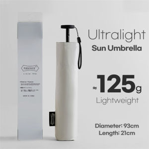 Payung terjun 110G Ultralight Sun Umbrella mudah alih Anti UV perjalanan Folding payung hujan wanita mudah cahaya Parasol 6 Ribs UPF50 +