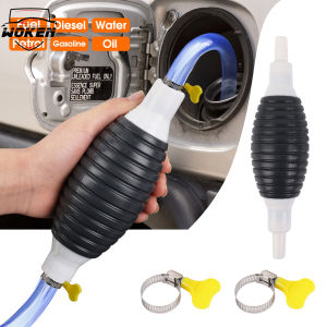 【WOKEN】Universal Car Emergency Oil Pump Manual Oil Pump Portable Fuel Transfer Oil Suction Tube with Valve Clamp/Petroleum Gasoline Diesel Liquid Transfer Tool