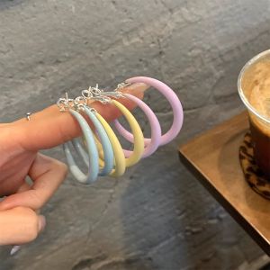 925 Silver Needle Colorful Dopamine Ring Earrings Summer Macaron Luxury Elegant Womens Fashion Jewelry Ear Cuffs