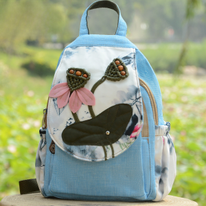 Nanxiaoxiang Backpack Womens Cotton Linen Canvas Backpack Casual Minimalist Ethnic Style Chinese Style Outing Travel Bags Women