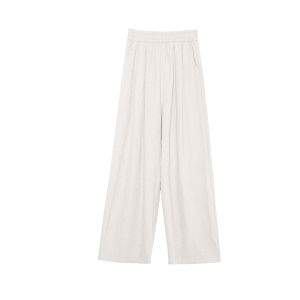 YAYANGREN | High Waist Wide Leg Pants Women Casual Loose Floor-Length Trousers White Straight Cut Pants Comfortable Polyester Blend