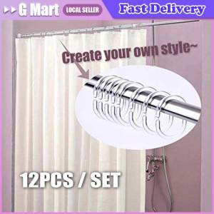 ⭐️【Local Warehouse】12pcs/Lot White Transparent Plastic C Shape Bath Drape Shower Ring Loop Bendable Bathroom Curtain Hooks