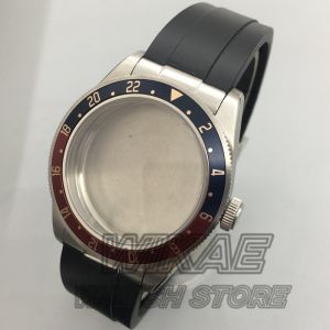 Retro 39mm BB58 Watch Case Dome Sapphire Glass Rubber Strap With Metal Connectors Glide Clasp Fit NH34NH35 2813 PT5000 Movement