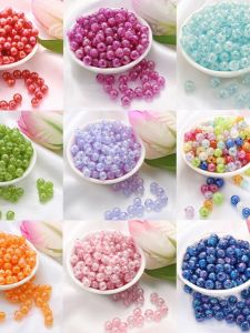 50pcs Acrylic AB Colorful Bubble Beads Straight Hole Hoop Earring DIY Jewelry Making Accessories Material Fresh out New Summer
