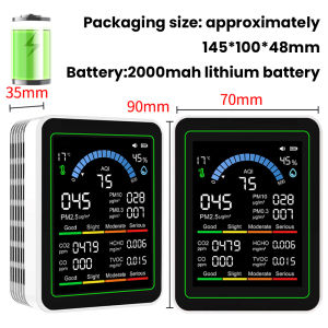 10-in-1 WiFi Tuya Air Quality Detector CO2 Monitor PM0.3 PM1.0 PM2.5 PM10 Formaldehyde Detector Temperature and Humidity Meter