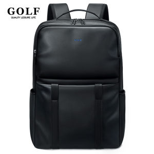 GOLF QUALITY Classic Laptop Backpack Men pu Leather 15 6 inch Back Pack Bag with Compartment Back Zip Waterproof Man Office Work Anti-splashing Backpacks Black