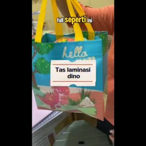 (12 Tas) Tas Ulang Tahun Laminasi Dino Lucu / Tas Ulang Tahun Box ukuran 25x25x15