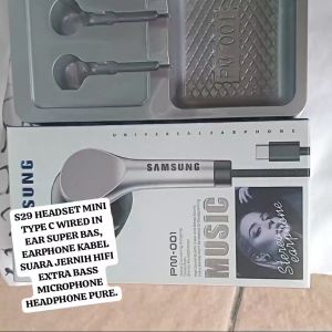 S29 HEADSET MINI TIPE TYPE C WIRED IN EAR SUPER BASS EARPHONE KABEL SUARA JERNIH HIFI EXTRA BAS MI