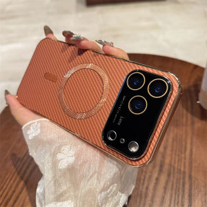 Kelvar Carbon Fiber for Magsafe Ultra Thin Matte Case for iPhone 17 16 15 14 Pro Max Magnetic Wireless Charge TPU Frosted Cover