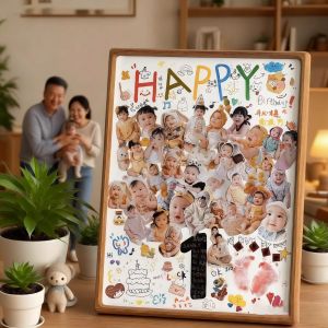 Creative Baby First Year Photo Frame Hand And Footprint Memorial Birthday DIY Full Moon One Hundred Days Celebration Tabletop Decor