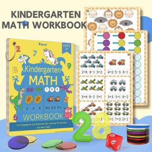 KINDERGARTEN MATH WORKBOOK- BỘ ĐỒ CHƠI TOÁN HỌC PAICO. THẺ HỌC CHO BÉ. TẶNG KÈM BỘ SỐ THẺ NHỰA TRÒN B XÚC XẮC KIM ĐỒNG HỒ...
