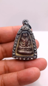 K052 หลวงพ่อเงิน วัดบางคลาน พิมพ์ นิยม เนื้อ โลหะ ขนาด 2.0X4.5 ซม. เลี่ยม กรอบพระ โบราณ