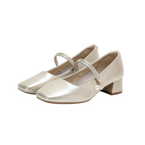 Daphne | French Style Golden Mary Jane Strap Pump Single Shoes