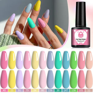 ชุดยาทาเล็บเจล 12 ชิ้น พร้อมเคลือบเงาแบบสะท้อนแสง ชุดทำเล็บเจลกึ่งถาวรสำหรับฤดูใบไม้ร่วง