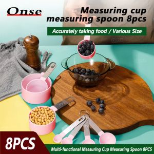 Stainless Steel Measuring Cups  Measuring Spoons Set Measuring Set 8PCS Stackable Spoon Set Baking Tools With Scale