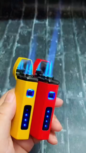 Inflatable rechargeable triple-flame lighter with touch sensor creative personalized trendy mens gift