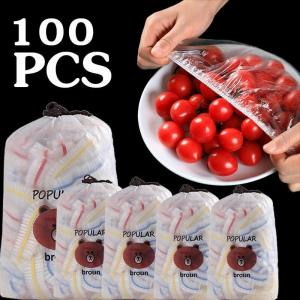 50/100pcs Disposable Food Cover Food Grade Colorful Plastic Wrap Bag Refrigerator Leftovers Food Fresh-Keeping Bag