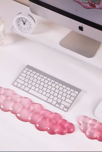 Cloud-shaped transparent gradient silicone keyboard wrist rest & mouse pad suitable for hand supper