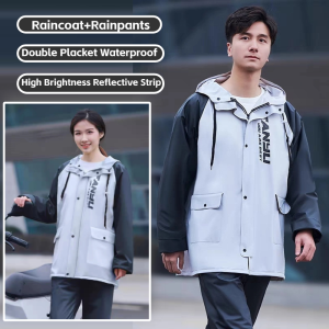 High-Quality Raincoat Set for Adults Men and Women Waterproof Windproof Hooded Makapal Rain Coat