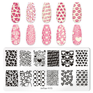 Valentines Day Festive Nails Stamping Plate Winter Snowflake Cartoon Gingerbread Sweater Print Template Manicure Mold Tools