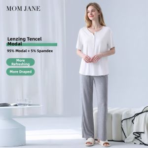 Mom Jane | Thin Maternity Sleepwear Set with Breast Pads Modal Nursing Sleepwear Shortsleeve