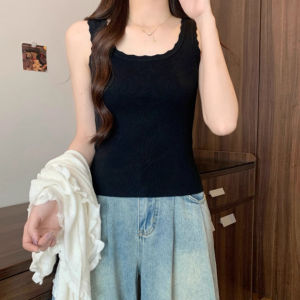 LUQIAN | White Lace Tank Top Ice Silk Design Big Size