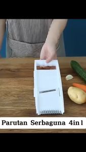 Parutan Serbaguna 4in1 / Alat Pengiris Garnish Buah Sayur Wortel Ketang Timun Praktis / Fruit and Vegetables Slicer Pisau Parut Bentuk Persegi Panjang Bunga Gelombang Perlengkapan Dapur Multifungsi - GP Mall