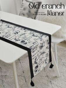 French Table Runner Fancy Retro Black and White Accessible Luxury Dining Table Fabric Middle Bench Chest of Drawers Cover Towel Cream Style Bed Runner