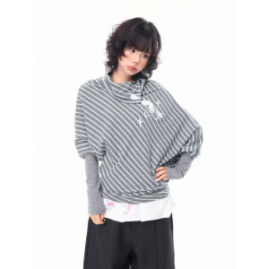 MKGO | Korean Style Irregular Stripe Long Sleeve T-Shirt