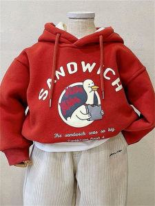 Fall Winter New Hooded Kids Sweatshirt Thickened Loose Fleece Baby Korean Style Trendy Top for Boys And Girls