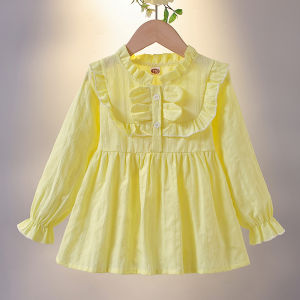 Spring Autumn Floral Girls Shirt Baby Fashionable Korean Style Long Sleeve Cotton Blend Comfortable Breathable Children Clothes