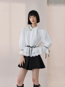 AIVEI | French Romantic Style Cinched Waist Bell Sleeve Shirt
