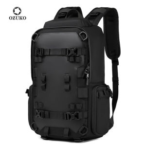 Ozuko New Mens Sports Helmet Backpack Multi-Functional Travel Double Shoulder Bag Computer Capacity Pure Color EVA Material